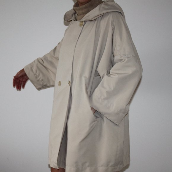 VTG 90s United Colors of Benetton Cream Barrel Spring Coat Size IT38 - Picture 2 of 9